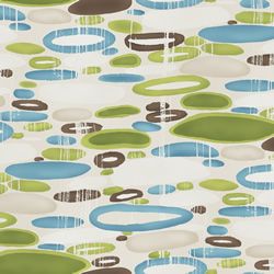 Oxygen Lily Pad-Studio E, green, teal, brown, light tan background.