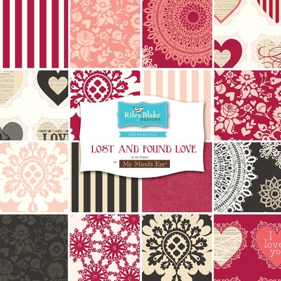 Lost and Found Love - 5" stacker-Riley Blake Designs Lost and Found Love by Jen Allyson for My Mind's Eye; 5 charm pack / 15 piece per pack, 100% cotton.