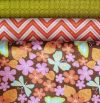 Wren & Friends 3 yard bundle, Brown floral-Orange Chevron-Green-3 yard bundle, wren & Friends, green, orange chevron, floral, butterflies, kits fabric