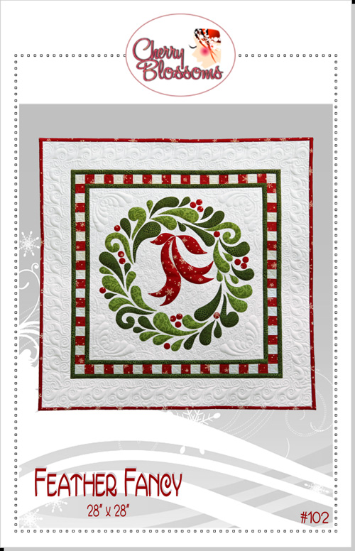 Feather Fancy-By Guidry, Cherry
Cherry Blossoms Quilting Studio
	
Retail
$9.50/EA


Celebrate Christmas with this 28 X 28” heirloom quilt. Pattern includes a full size layout diagram illustrated instructions, and tips on raw-edge appliqué and quilting, plus optional instructions for the AccuQuilt GO! Cutter and these dies: 55007, 55087, 55088, 55055, 55052, 55024, 55053, 55032. 