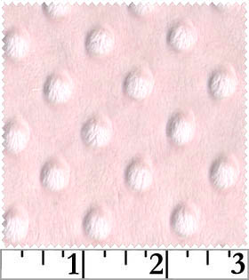 Minky Dimple Dot Pink-100% Polyester, 60 Wide
Minky Micro Plush Dimple Dot fabric is luxurious and silky soft and it resembles real mink in touch.  It has a soft short pile that is as soft as cashmere.  It is the ultimate fabric for making baby blankets, cozy baby robes, apparel, toys, quilt backings and just about any baby accessory you can imagine. minky dimple dot