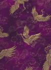 Quilt Gate-Purple w Gold Birds-Quilt Gate Japan Asian purple teel red white black gold flowers birds lettering