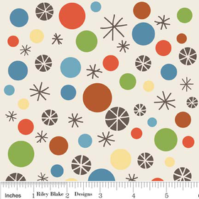 Scoot Dots on Cream-Riley Blake Designs Scoot by Deena Rutter. 100% cotton, pattern C2722 Cream - Dots.
